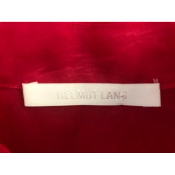 HELMUT LANG Long Sleeve Sheer Silk Organza Button Up Shirt Womens Size Small Red - Picture 9 of 10